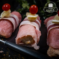 FEBRINHAS ENROLADAS COM ALHEIRA E BACON